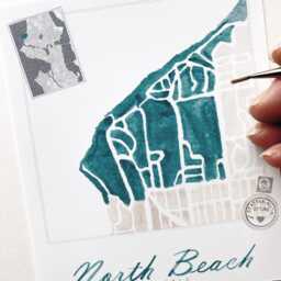 North Beach Seattle Neighborhood Map Watercolor Print Washington City Block Plan - Art Print Downtown Wall Realtor Gift Local - thumbnail 2