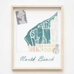North Beach Seattle Neighborhood Map Watercolor Print Washington City Block Plan - Art Print Downtown Wall Realtor Gift Local - thumbnail 1