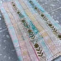 Traditional Indian Cotton Kantha Quilt - Elegant Suzani Embroidered Blanket For Sofa, Bedding, & Home Decoration - thumbnail 4