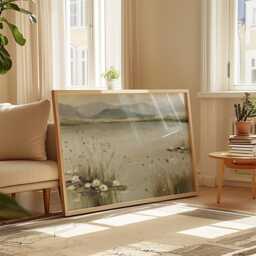 Neutral Lake Landscape Poster, Botanical Wall Art, Paper Print - thumbnail 4