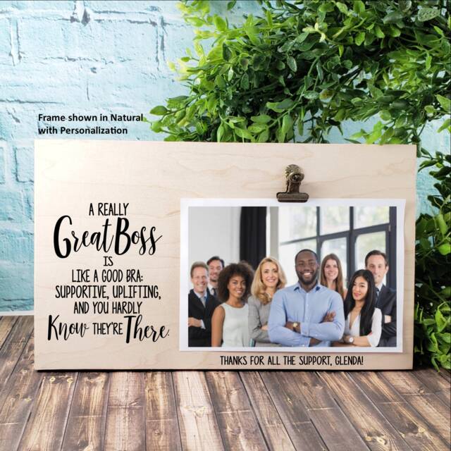 Gift For Boss, A Great Boss Is Like A Bra Personalized Picture Frame, Going Away Gift, Lady Birthday Employees, Bosses Day - image 1