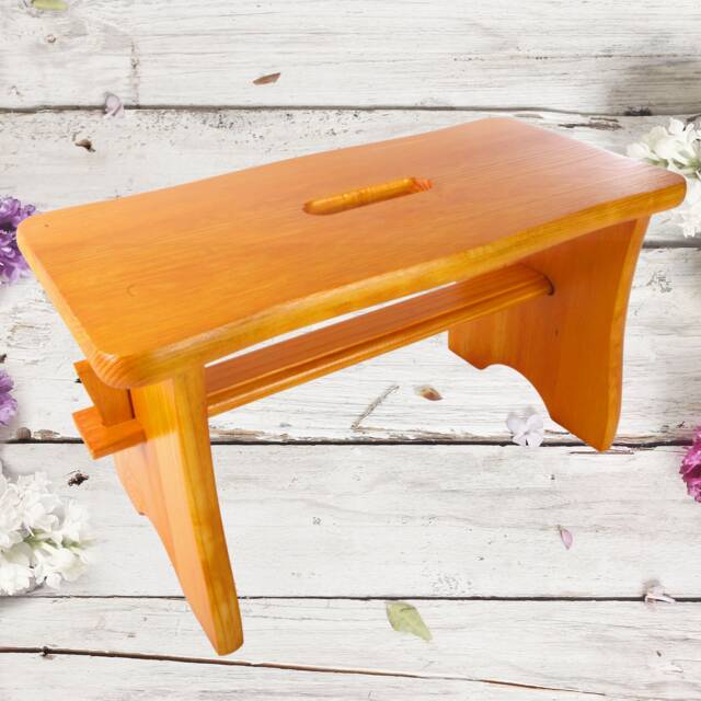 Lemon Small Wooden Stool - Yellow Kids Shoe Changing Seat Foot Step Rest Chair Rustic Plant Side Table Solid Pine Other Colours Available - image 1