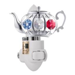 24K Gold Teapot Night Light, Swarovski Crystal Decor - thumbnail 2