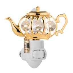 24K Gold Teapot Night Light, Swarovski Crystal Decor