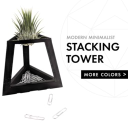 Modern Minimalist Air Plant Tower Holder, Geometric Planter, 3D Printed Planter For Your Desktop Zen Garden, Desk - thumbnail 1