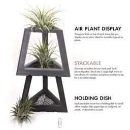 Modern Minimalist Air Plant Tower Holder, Geometric Planter, 3D Printed Planter For Your Desktop Zen Garden, Desk - thumbnail 2
