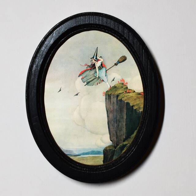 Ida Rentoul Outhwaite The Witch Print in Oval Black Wooden Frame, Gothic Wall Art - image 1