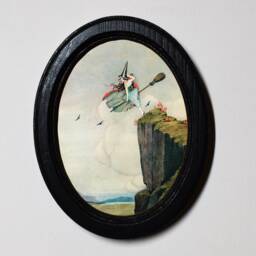 Ida Rentoul Outhwaite The Witch Print in Oval Black Wooden Frame, Gothic Wall Art - thumbnail 1