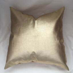 Gold Faux Leather Pillow Covers, Metallic Cushion, Gold Decorative For Couch, Throw Pillow, Faux Cover - thumbnail 2