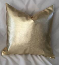 Gold Faux Leather Pillow Covers, Metallic Cushion, Gold Decorative For Couch, Throw Pillow, Faux Cover - thumbnail 1