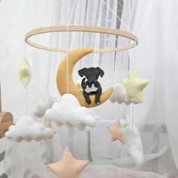 Custom Dog Cat On Moon Baby Mobile, Personalized Nursery, Mobile Nursery Decor, Decor - thumbnail 4