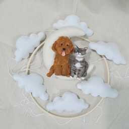 Custom Dog Cat On Moon Baby Mobile, Personalized Nursery, Mobile Nursery Decor, Decor - thumbnail 3