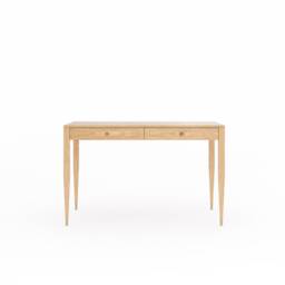 Mid Century Modern Solid Oak Desk, Brass Accents, Handmade - thumbnail 3