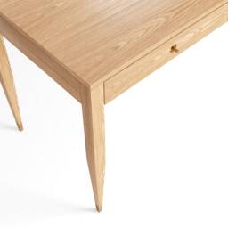 Mid Century Modern Solid Oak Desk, Brass Accents, Handmade - thumbnail 4