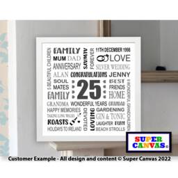 25Th Silver Wedding Anniversary Personalised Wife Husband Friend Parents Grandparents Word Art Typography Handmade Custom Framed Print Gift - thumbnail 2