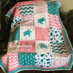 Seaside Quilt/Sea Turtle Baby Quilt/Coastal Quilt/Sea Quilt - thumbnail 2