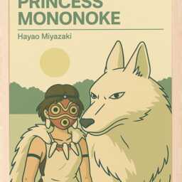 Miyazaki Minimal Art Posters - Ghibli Prints Framed, Unframed, Canvas - thumbnail 3