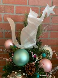 Kitty Cat, Cat Christmas Tree Topper, Wreath Decor, Holiday Decoration, Aluminum