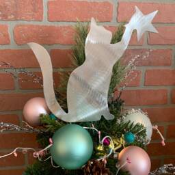 Kitty Cat, Cat Christmas Tree Topper, Wreath Decor, Holiday Decoration, Aluminum - thumbnail 3