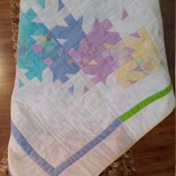 Pastel Baby Quilt, Baby Floor Soft Blanket, Modern Wall Hanging Crib Quilt For A Girl - thumbnail 2
