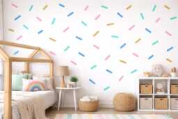 Sprinkle Wall Decals - Confetti Vinyl Stickers Peel & Stick Nursery Decor Modern Kids Room Set Of 144 - thumbnail 1