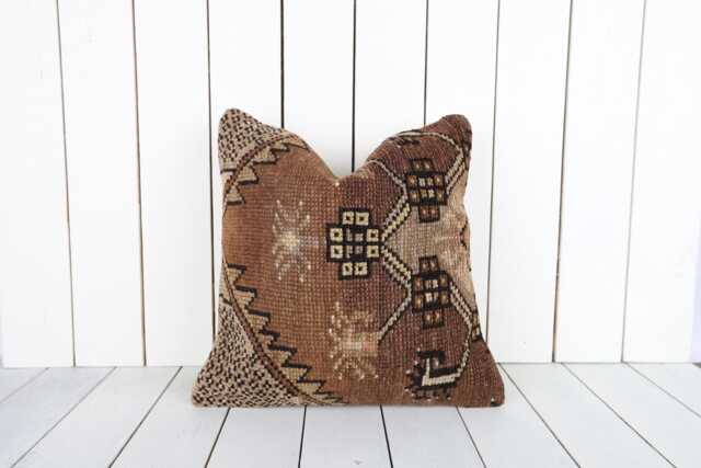 16x16 Vintage Turkish Kilim Pillow Bohemian Cushion Cover - image 1