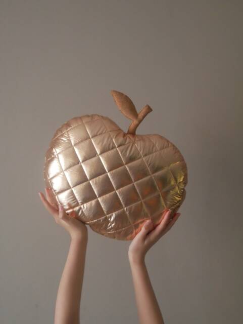 Apple Cushion For Children, Decoration, Handmade, Made in France, Designer, Quilted Fabric - image 1