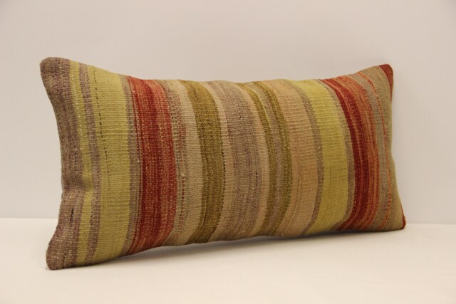 Throw Kilim Pillow 12x24 Inch - 30x60 cm Vintage Rug Turkish Pillow Cushion Art Deco Lumbar Cover 4Oaf-443 - image 1