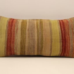Throw Kilim Pillow 12x24 Inch - 30x60 cm Vintage Rug Turkish Pillow Cushion Art Deco Lumbar Cover 4Oaf-443 - thumbnail 2