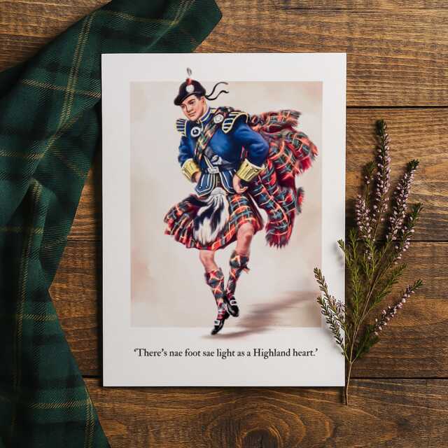 Highland Dancer A4 Art Print Scotland Wall Tartan Kilt Home Decor Scottish Gift - image 1