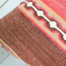 50cm Vintage Kilim Cushion Cover Handwoven - Rustic Faded Red Brpwn Yellow White - thumbnail 2