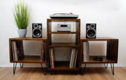 Solid Wood Record Player Stand Vinyl Storage Furniture Hifi Rack - thumbnail 1
