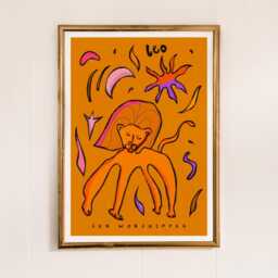 Leo Zodiac Wall Art Print - Hand Drawn Astrology Illustration Sun Worshipper - thumbnail 2