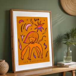 Leo Zodiac Wall Art Print - Hand Drawn Astrology Illustration Sun Worshipper - thumbnail 3
