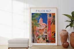 Palermo Travel Poster, Print, Italy Art Gift, Wall Art, Decor - thumbnail 1