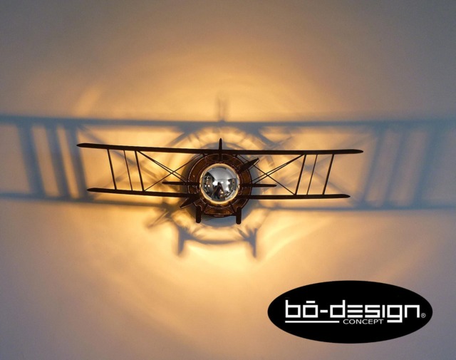 Biplane, Lighting Wall, Airplane Light, 70/80/100 cm, 110 Volts, Black, Lighting Designer, Lighting Design, Aircraft Light, Stampe, Pitts, Aviation - image 1
