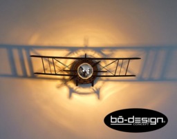 Biplane, Lighting Wall, Airplane Light, 70/80/100 cm, 110 Volts, Black, Lighting Designer, Lighting Design, Aircraft Light, Stampe, Pitts, Aviation - thumbnail 1
