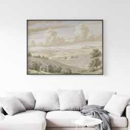Beige Countryside Landscape Poster, Vintage Paper Wall Art - thumbnail 2