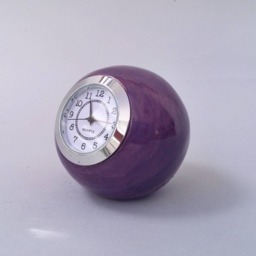 Retro Royal Purple Ceramic Ball Clock Small Desk Decor - thumbnail 3