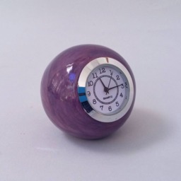Retro Royal Purple Ceramic Ball Clock Small Desk Decor - thumbnail 2