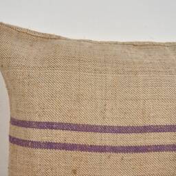 Antique Linen Cushion With Purple Stripes - thumbnail 4