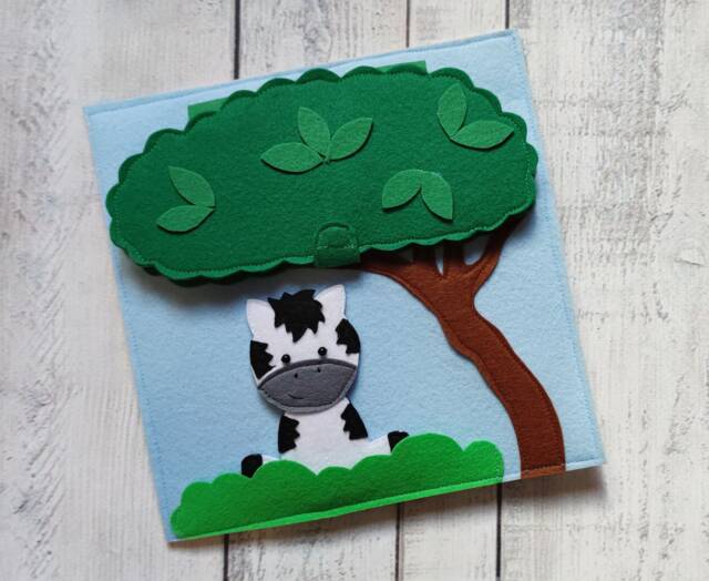 Felt Quiet Book Page Zebra Matching Game, Sensory Toy - image 1