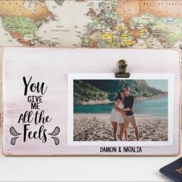 You Give Me All The Feels Picture Frame, Friend Wooden Photo Personalized Gift, Couple Best Birthday, Gift For Her - thumbnail 3