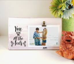 You Give Me All The Feels Picture Frame, Friend Wooden Photo Personalized Gift, Couple Best Birthday, Gift For Her
