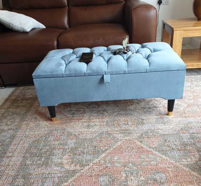storage Footstool Handmade Coffee Table in Chesterfield Design Soft/Plush Velvet - image 1