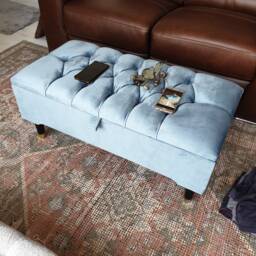 storage Footstool Handmade Coffee Table in Chesterfield Design Soft/Plush Velvet - thumbnail 2