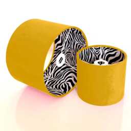New Luxury Hq Double Sided Lemon Yellow Velvet & Zebra Animal Black White Fabric Combination Lamp Shade Pendant Light - thumbnail 2