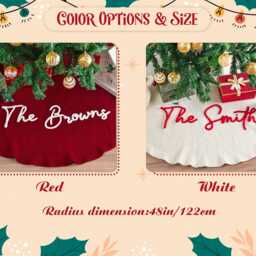 Personalized Christmas Tree Skirt, Family Skirts, Custom House Warming Gift, Home Decor - thumbnail 4