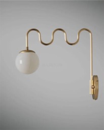 Mid Century Modern Brass Sconce Italian Glass Globe Wall Light - Antique Wall Fixture For Bedroom, Kitchen Hallway Bedside Restaurant