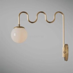 Mid Century Modern Brass Sconce Italian Glass Globe Wall Light - Antique Wall Fixture For Bedroom, Kitchen Hallway Bedside Restaurant - thumbnail 3